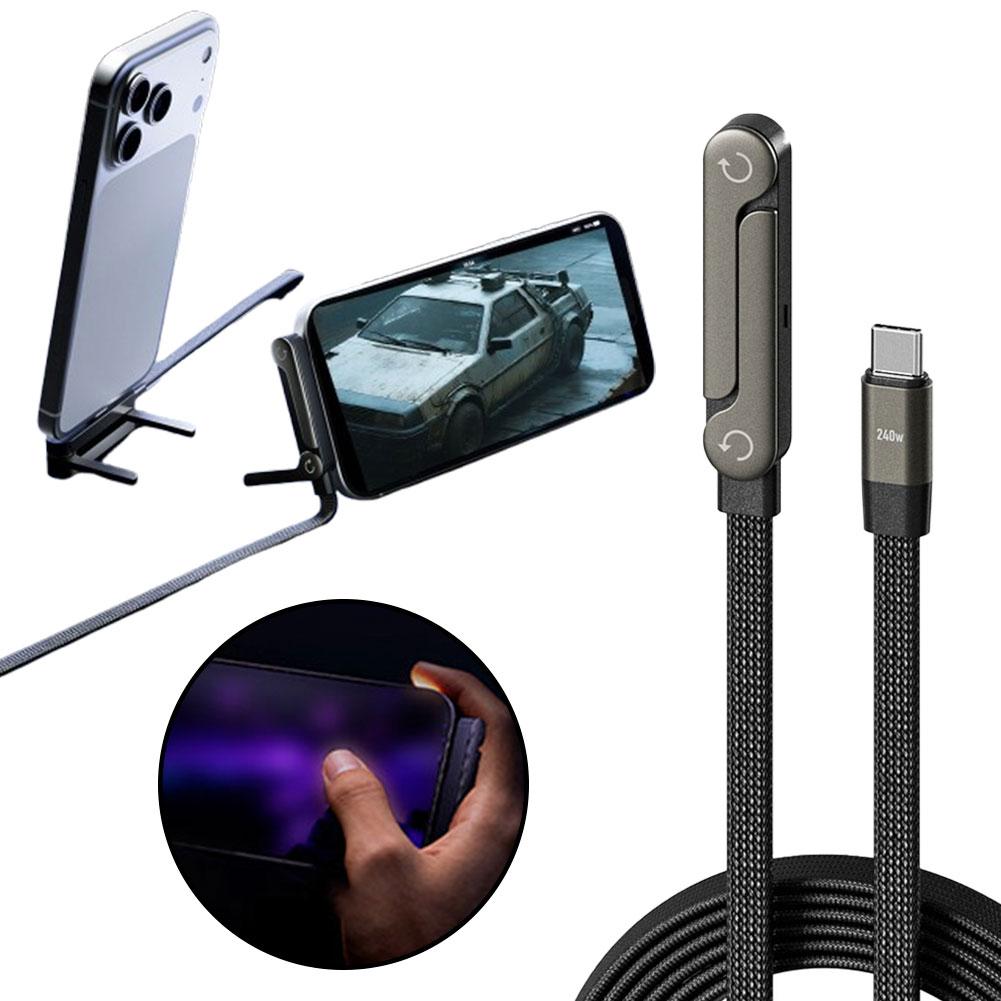 Fast Charging Foldable Bracket Data Cable 2-in-1 Data Wire Foldable Phone