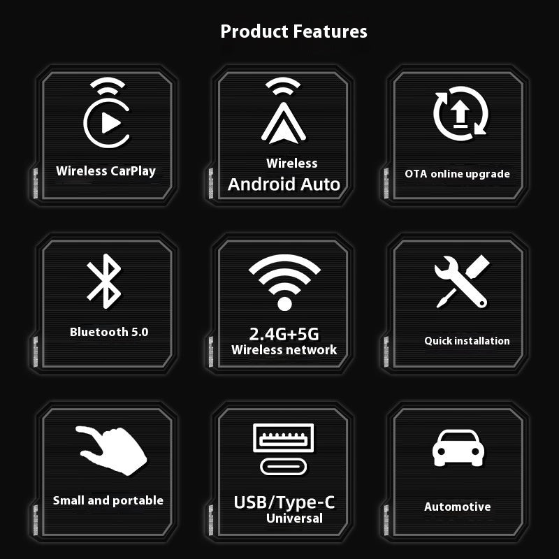 Wireless CarPlay & Android Auto Adapter – 2-in-1 Plug & Play