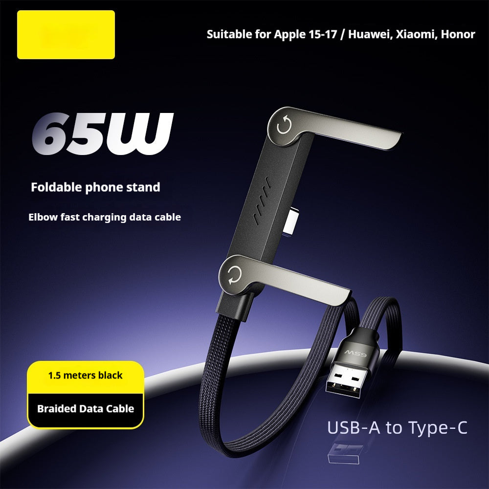 Fast Charging Foldable Bracket Data Cable 2-in-1 Data Wire Foldable Phone