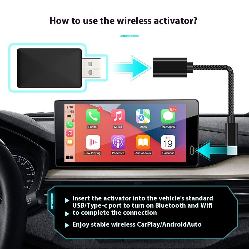 Wireless CarPlay & Android Auto Adapter – 2-in-1 Plug & Play